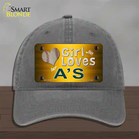 This Girl Loves Her Athletics Novelty License Plate Hat Unconstructed Cotton / Charcoal