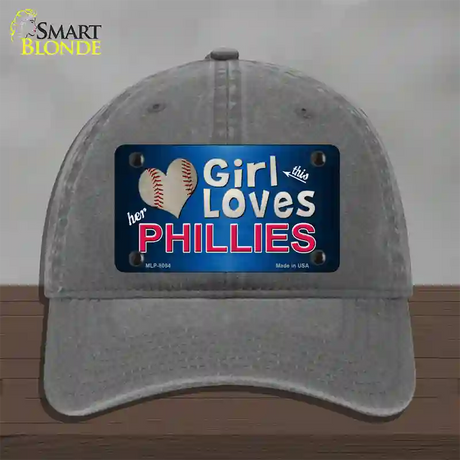 This Girl Loves Her Phillies Novelty License Plate Hat Unconstructed Cotton / Charcoal