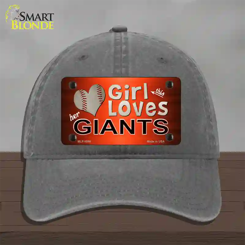 This Girl Loves Her Giants Baseball Novelty License Plate Hat Unconstructed Cotton / Charcoal