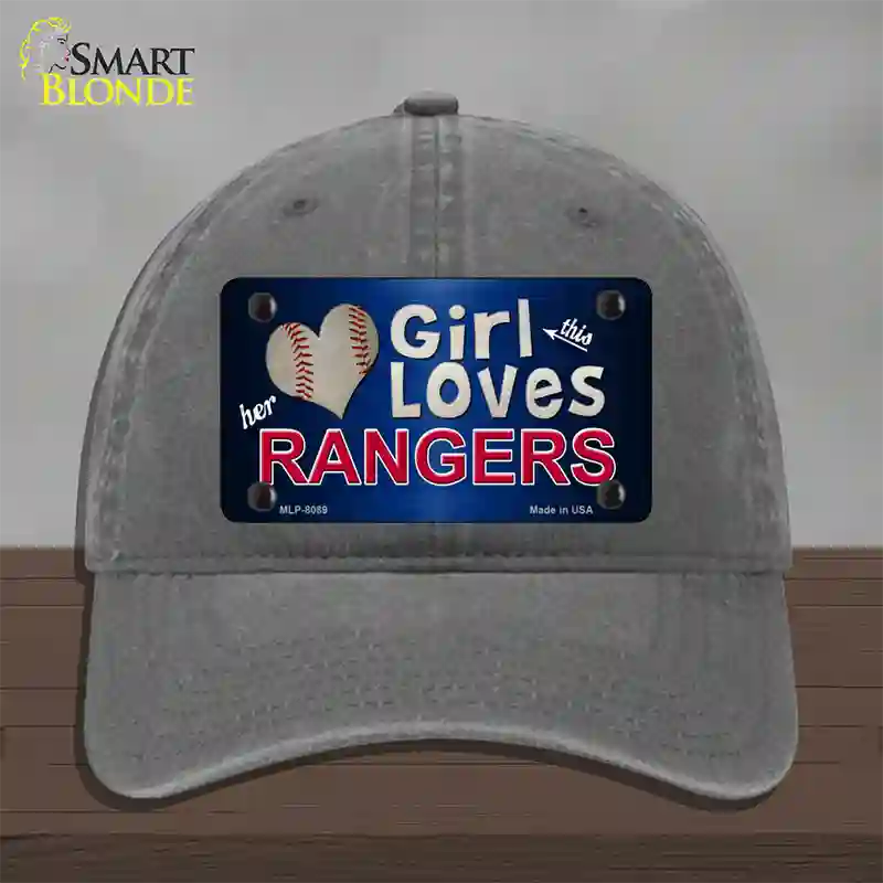 This Girl Loves Her Rangers Novelty License Plate Hat Unconstructed Cotton / Charcoal