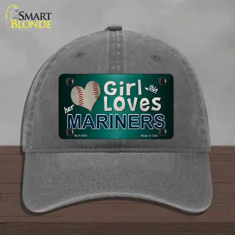 This Girl Loves Her Mariners Novelty License Plate Hat Unconstructed Cotton / Charcoal