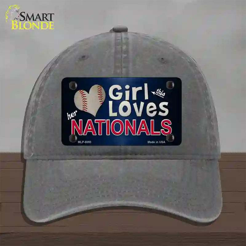 This Girl Loves Her Nationals Novelty License Plate Hat Unconstructed Cotton / Charcoal