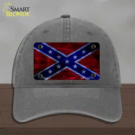 Confederate Flag Foiled Novelty License Plate Hat Unconstructed Cotton / Charcoal