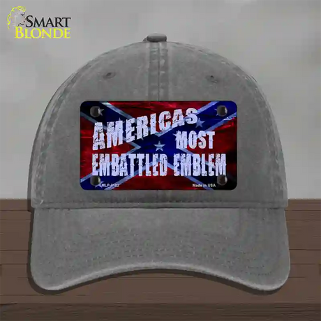 Americas Most Embattled Emblem Novelty License Plate Hat Unconstructed Cotton / Charcoal