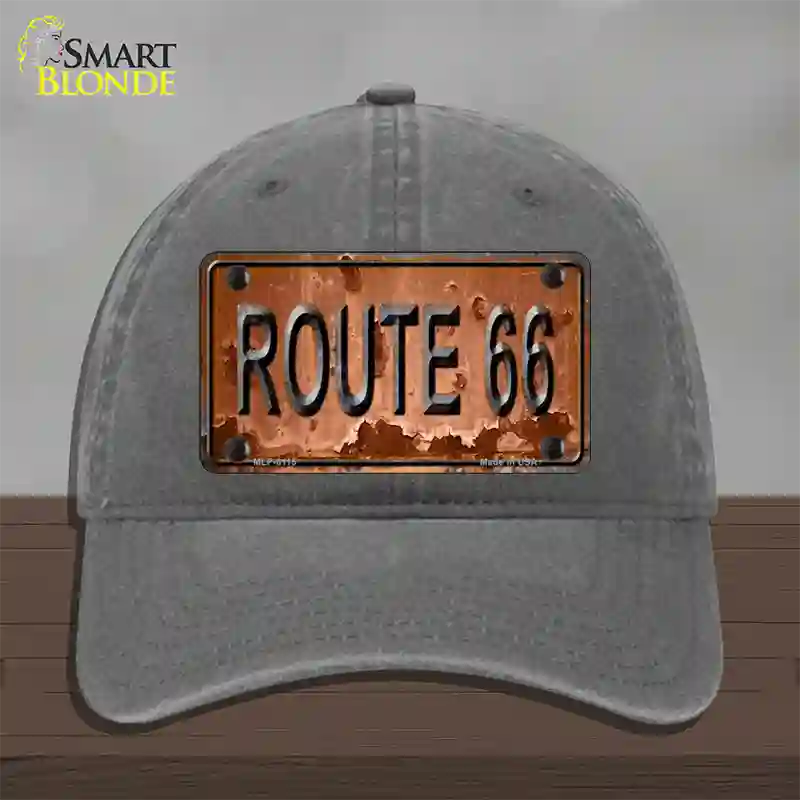 Route 66 Rusty Novelty License Plate Hat Unconstructed Cotton / Charcoal