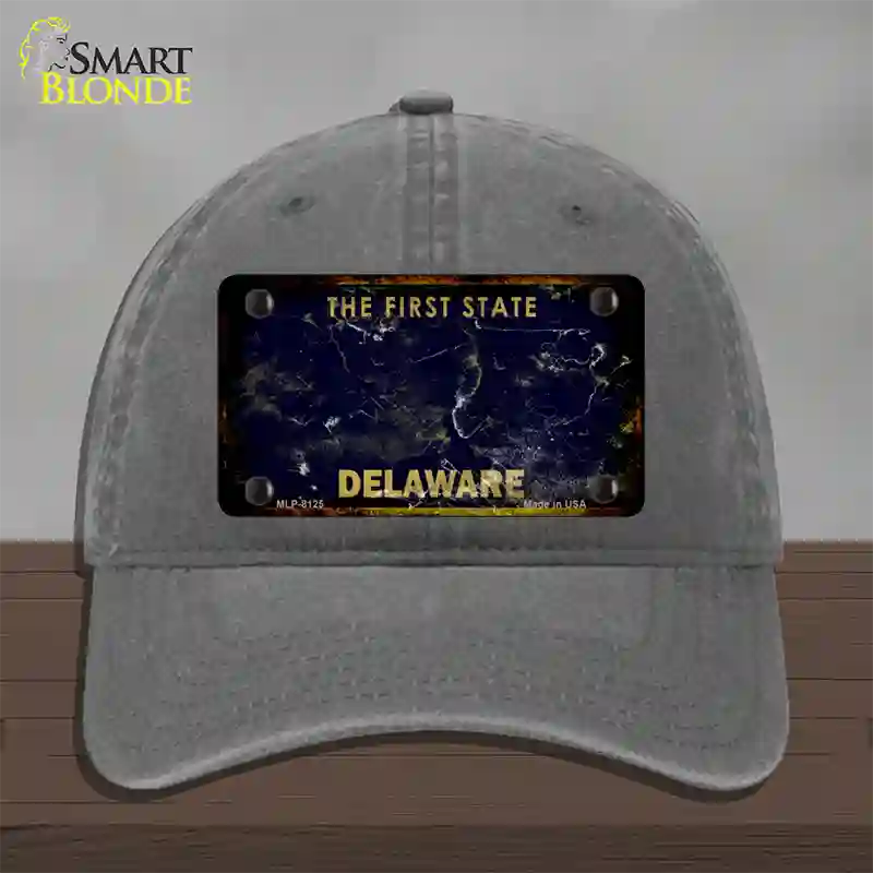 Delaware Rusty Blank Novelty License Plate Hat Unconstructed Cotton / Charcoal