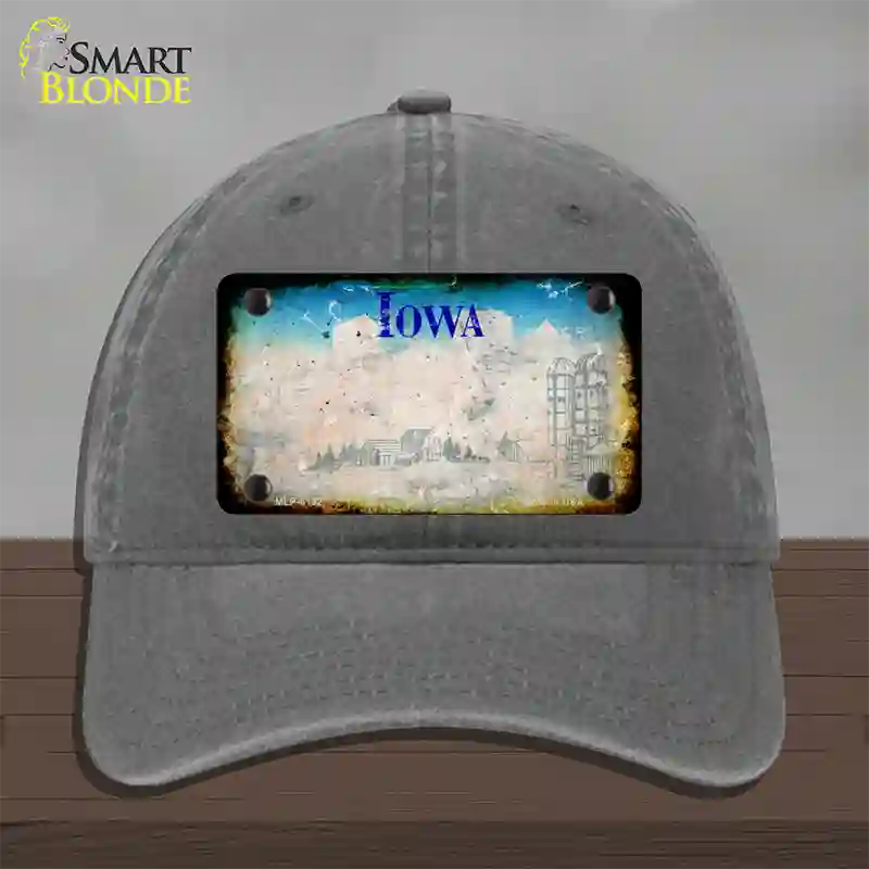 Iowa Rusty Blank Novelty License Plate Hat Unconstructed Cotton / Charcoal