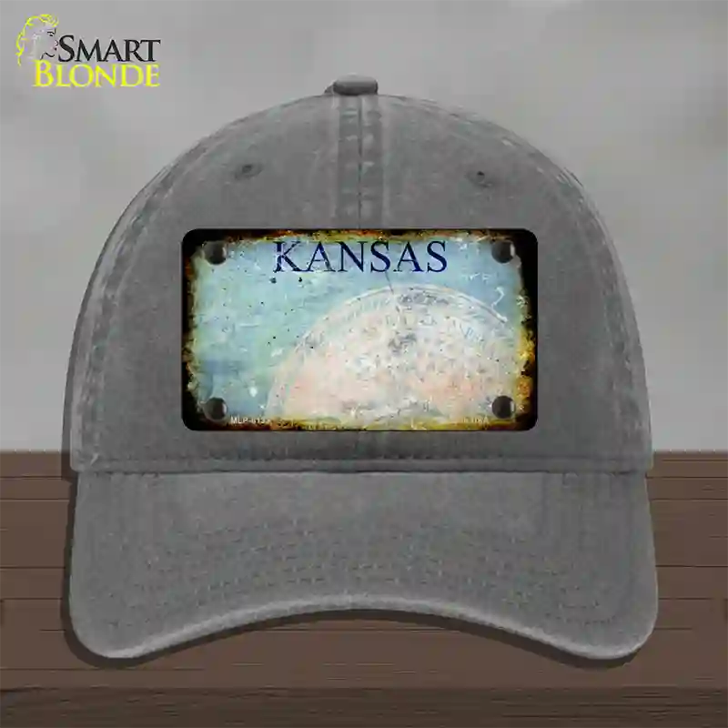 Kansas Rusty Blank Novelty License Plate Hat Unconstructed Cotton / Charcoal