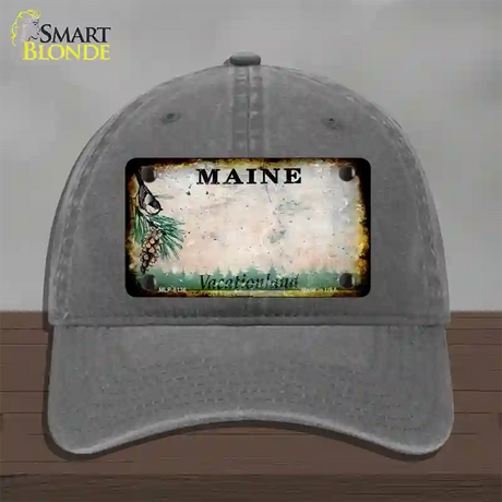 Maine Rusty Blank Novelty License Plate Hat Unconstructed Cotton / Charcoal