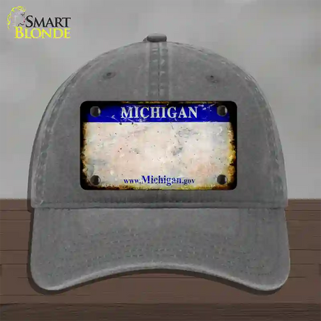 Michigan Gov Rusty Blank Novelty License Plate Hat Unconstructed Cotton / Charcoal