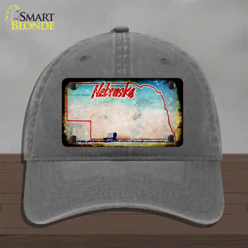 Nebraska Rusty Blank Novelty License Plate Hat Unconstructed Cotton / Charcoal