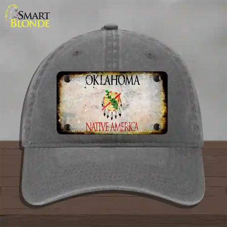 Oklahoma Rusty Blank Novelty License Plate Hat Unconstructed Cotton / Charcoal