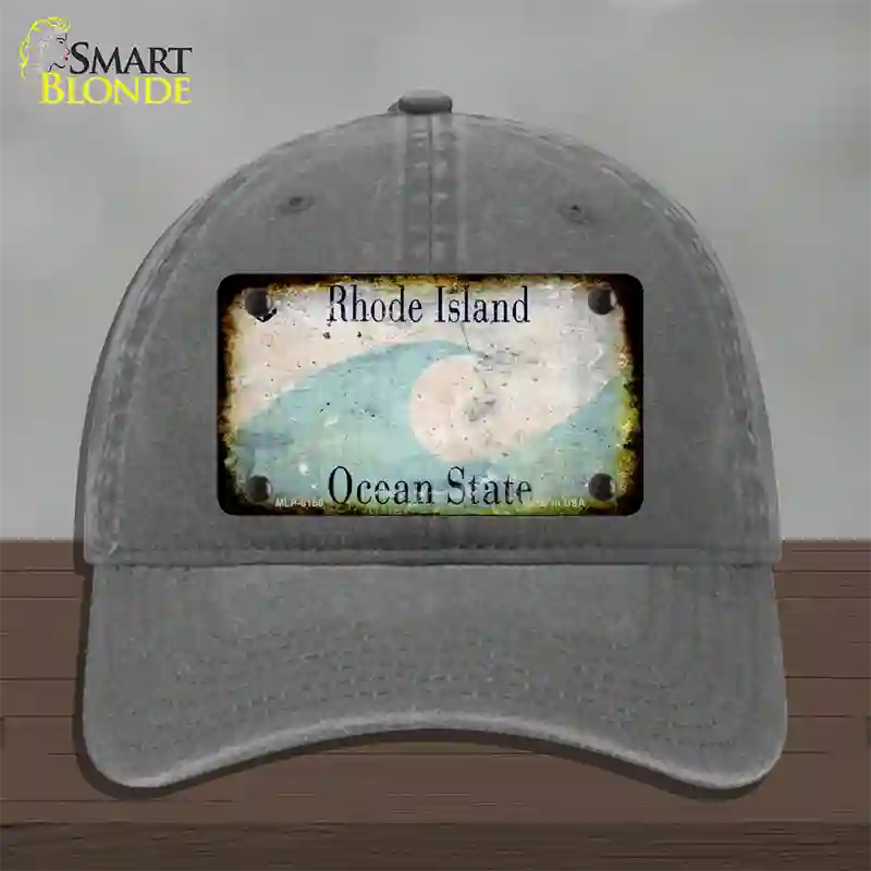 Rhode Island Rusty Blank Novelty License Plate Hat Unconstructed Cotton / Charcoal