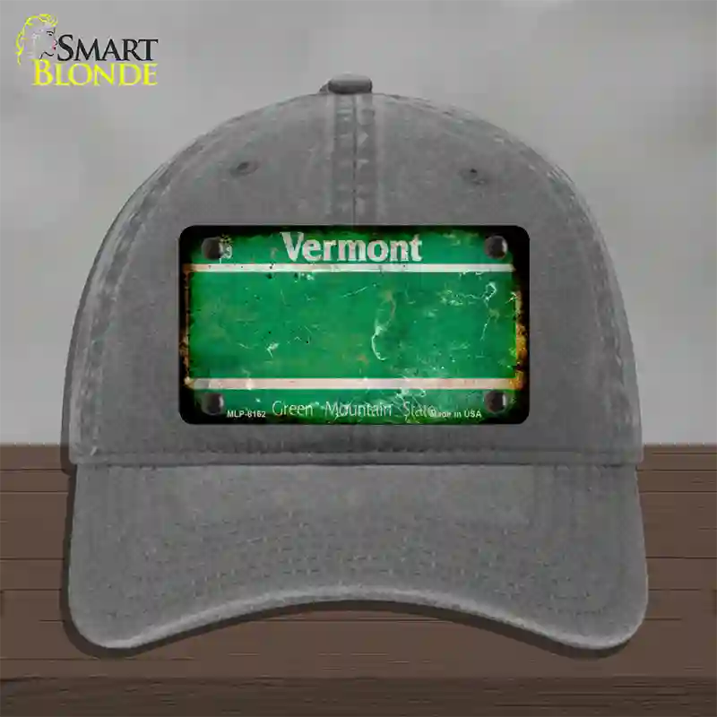 Vermont Rusty Blank Novelty License Plate Hat Unconstructed Cotton / Charcoal