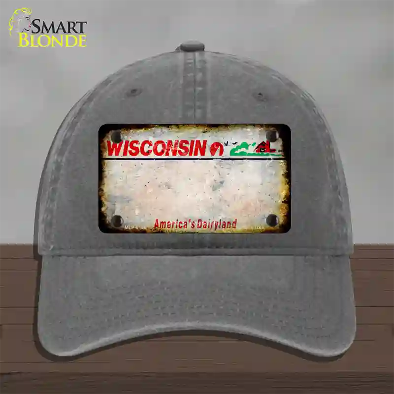 Wisconsin Rusty Blank Novelty License Plate Hat Unconstructed Cotton / Charcoal