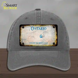 Ontario Canada Rusty Blank Novelty License Plate Hat Unconstructed Cotton / Charcoal