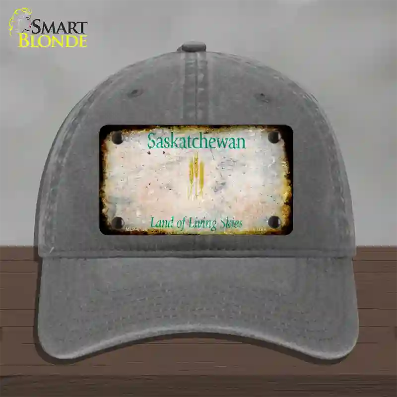 Saskatchewan Rusty Blank Novelty License Plate Hat Unconstructed Cotton / Charcoal