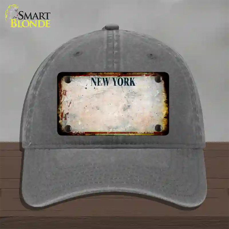 New York White Rusty Blank Novelty License Plate Hat Unconstructed Cotton / Charcoal