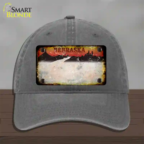 Nebraska Amber Rusty Blank Novelty License Plate Hat Unconstructed Cotton / Charcoal