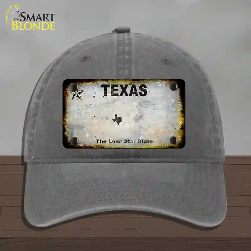 Texas White Rusty Blank Novelty License Plate Hat Unconstructed Cotton / Charcoal