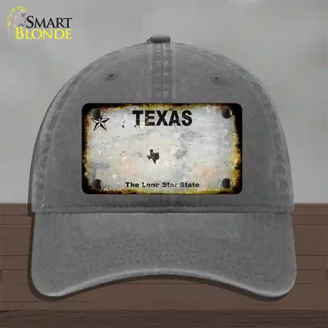 Texas White Rusty Blank Novelty License Plate Hat Unconstructed Cotton / Charcoal