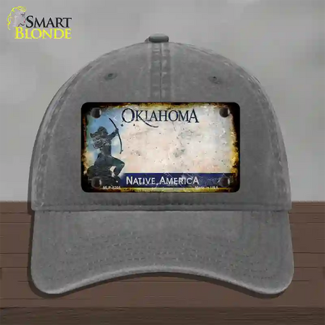 Oklahoma Arrow Rusty Blank Novelty License Plate Hat Unconstructed Cotton / Charcoal