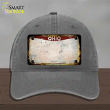 Ohio Rusty Blank Novelty License Plate Hat Unconstructed Cotton / Charcoal