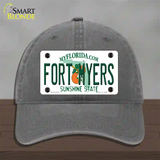 Fort Myers Florida Novelty License Plate Hat Unconstructed Cotton / Charcoal