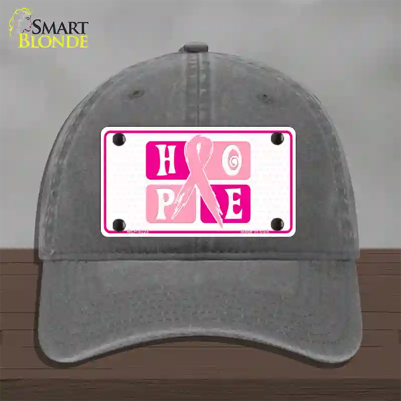 Hope Breast Cancer Ribbon Novelty License Plate Hat Unconstructed Cotton / Charcoal