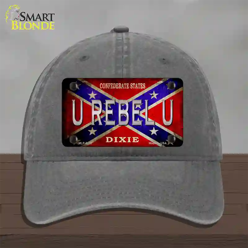 U Rebel U Novelty License Plate Hat Unconstructed Cotton / Charcoal