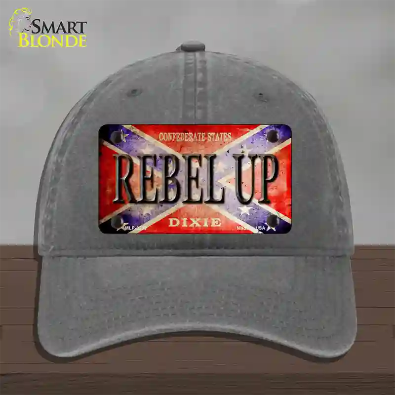 Rebel Up Novelty License Plate Hat Unconstructed Cotton / Charcoal