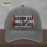 Suckin Gas Haulin Ass Vintage Novelty License Plate Hat Unconstructed Cotton / Charcoal