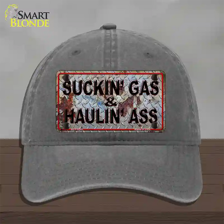 Suckin Gas Haulin Ass Vintage Novelty License Plate Hat Unconstructed Cotton / Charcoal