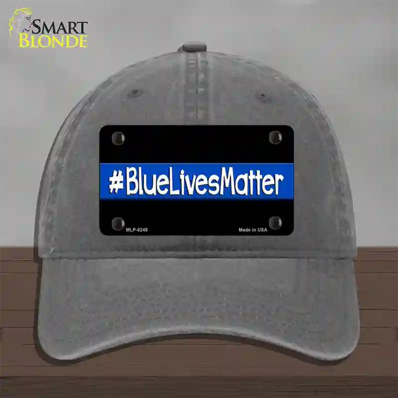 Blue Lives Matter Black Novelty License Plate Hat Unconstructed Cotton / Charcoal