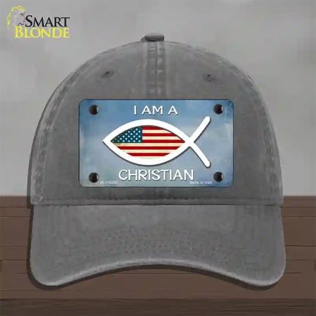 I Am A Christian Novelty License Plate Hat Unconstructed Cotton / Charcoal