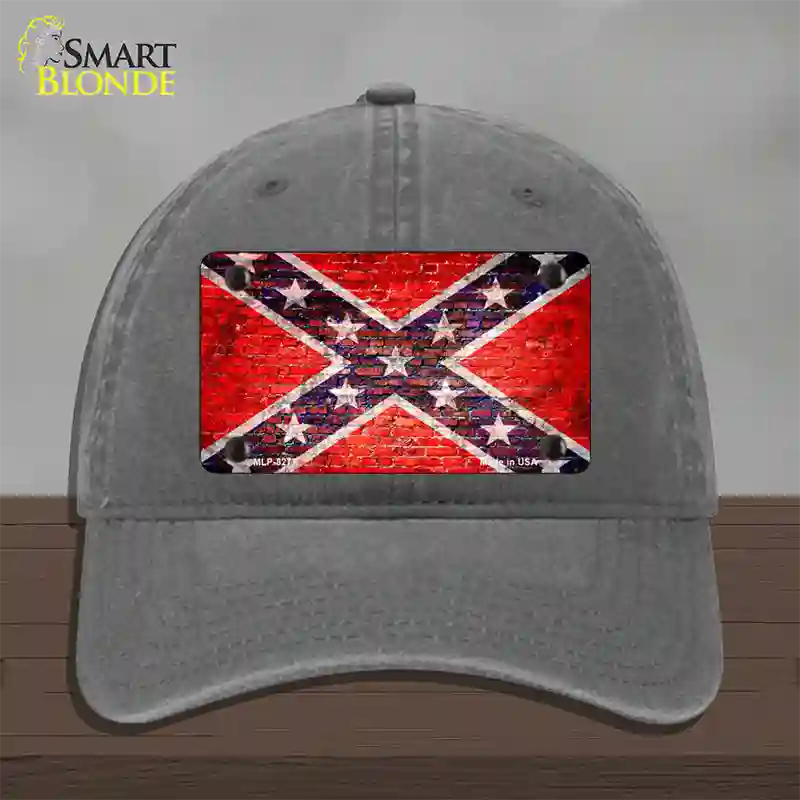 Rebel Flag Brick Wall Novelty License Plate Hat Unconstructed Cotton / Charcoal