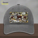 Deer On Camo Novelty License Plate Hat Unconstructed Cotton / Charcoal