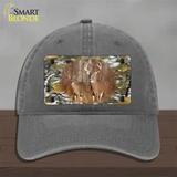 Two Deer On Camo Novelty License Plate Hat Unconstructed Cotton / Charcoal