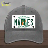 Naples Florida Novelty License Plate Hat Unconstructed Cotton / Charcoal