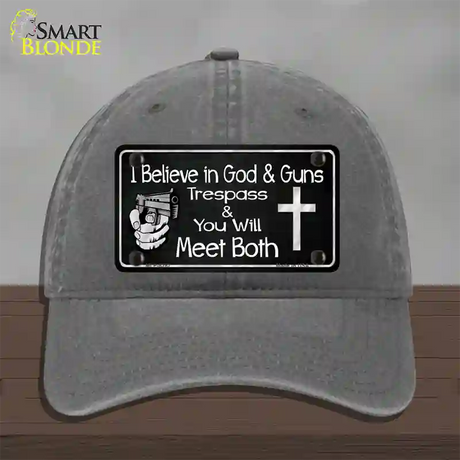 God And Guns Novelty License Plate Hat Unconstructed Cotton / Charcoal