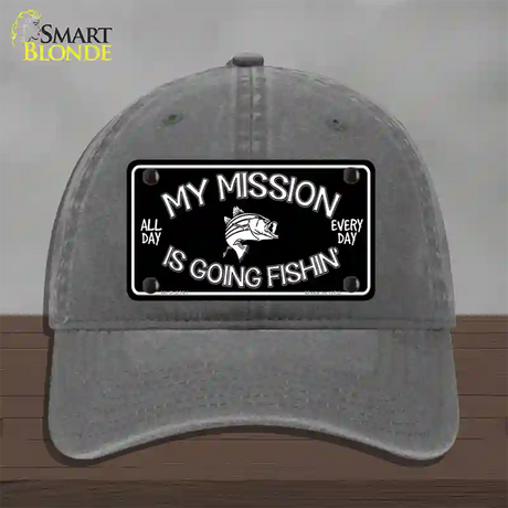 My Mission Is Fishin Novelty License Plate Hat Unconstructed Cotton / Charcoal