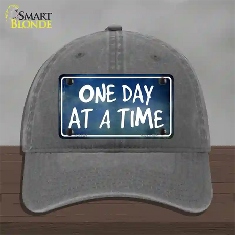 One Day At A Time Novelty License Plate Hat Unconstructed Cotton / Charcoal