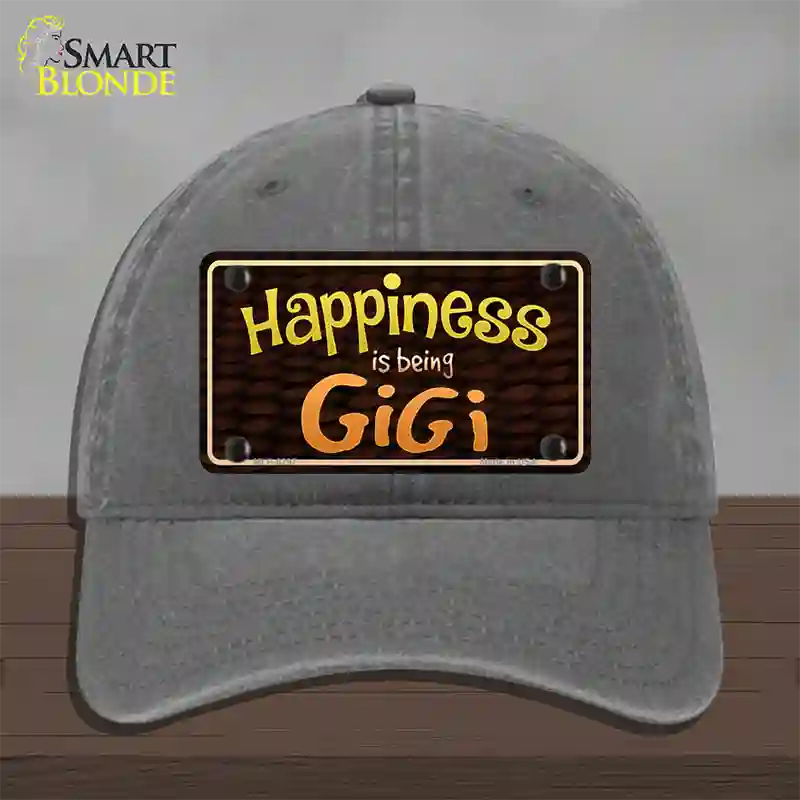 Happiness Is Being Gigi Novelty License Plate Hat Unconstructed Cotton / Charcoal