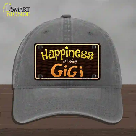 Happiness Is Being Gigi Novelty License Plate Hat Unconstructed Cotton / Charcoal