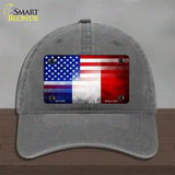 United States France Flag Fade Novelty License Plate Hat Unconstructed Cotton / Charcoal