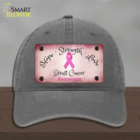 Breast Cancer Ribbon Pink Novelty License Plate Hat Unconstructed Cotton / Charcoal