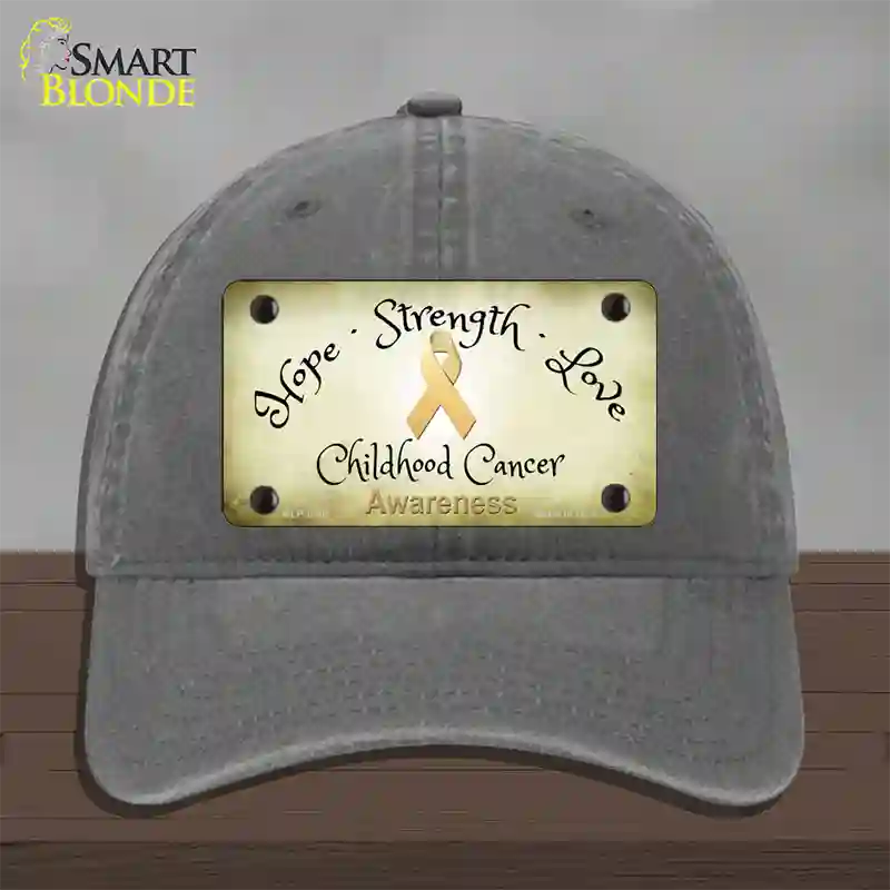 Childhood Cancer Ribbon Novelty License Plate Hat Unconstructed Cotton / Charcoal