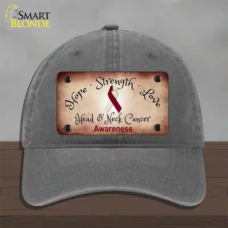 Head and Neck Cancer Ribbon Novelty License Plate Hat Unconstructed Cotton / Charcoal