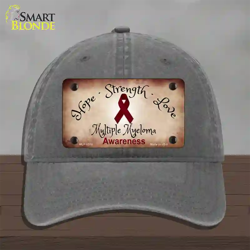 Multiple Myeloma Cancer Ribbon Novelty License Plate Hat Unconstructed Cotton / Charcoal