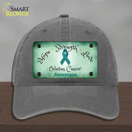 Ovarian Cancer Ribbon Novelty License Plate Hat Unconstructed Cotton / Charcoal